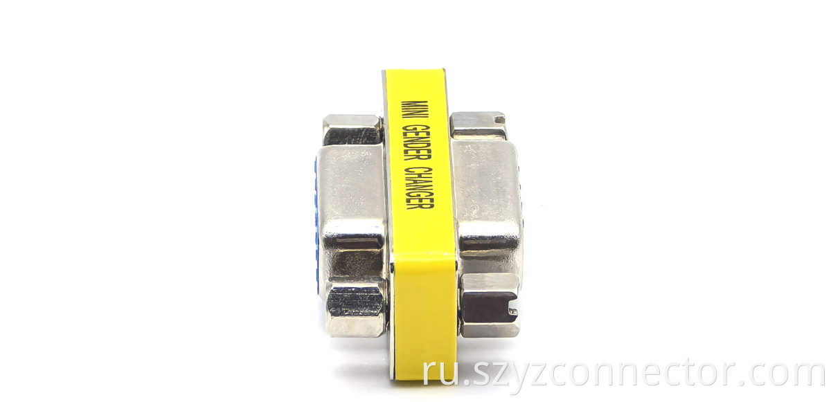 D-Sub Adapter 9-Position Female to Female Blue Plastic With Mounting Screws RoHS Compliant